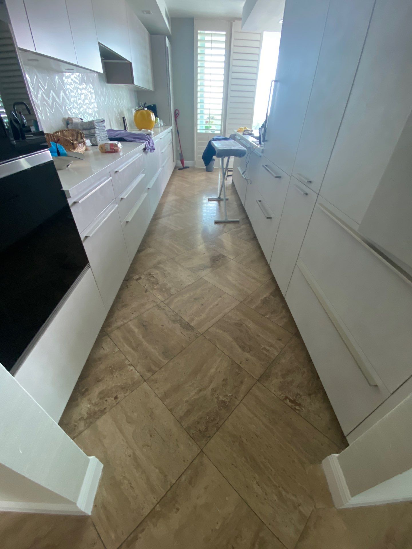Marble flooring before restoration